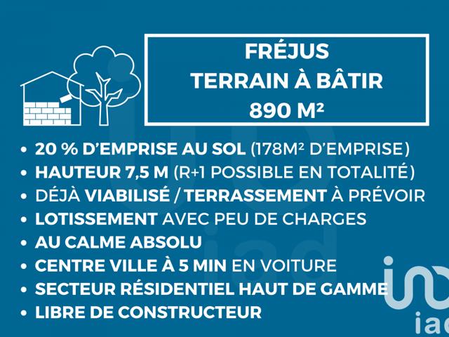 Vente  Terrain de 890 m² à Fréjus 380 000 euros Réf: SFN-1483993