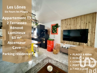 Vente  Appartement F3  de 63 m² à Six-Fours 323 000 euros Réf: SFN-1501922