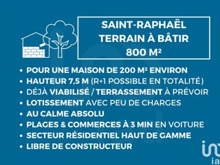 Vente  Terrain de 809 m² à Saint Raphaël 450 000 euros