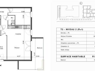 Vente  Appartement T3  de 62 m² à Fréjus 304 000 euros