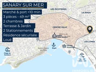 Vente  Appartement T3  de 49 m² à Sanary 330 000 euros