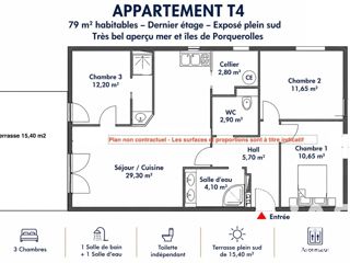 Vente  Appartement F4  de 79 m² au Lavandou 590 000 euros