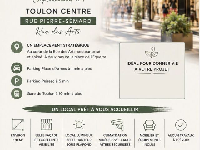 Vente  Local commercial de 170 m² à Toulon 110 000 euros Réf: SFN-2088793