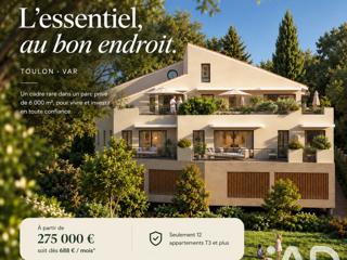 Vente  Appartement F3  de 58 m² à Toulon 275 000 euros