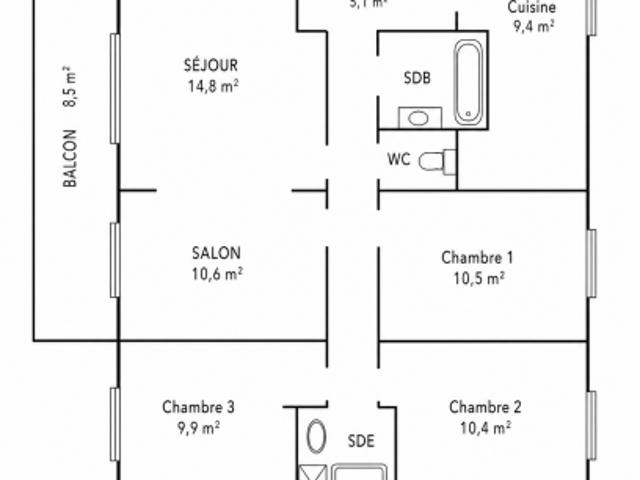 Vente  Appartement T5  de 83 m² à Toulon 204 000 euros Réf: SFN-2129855